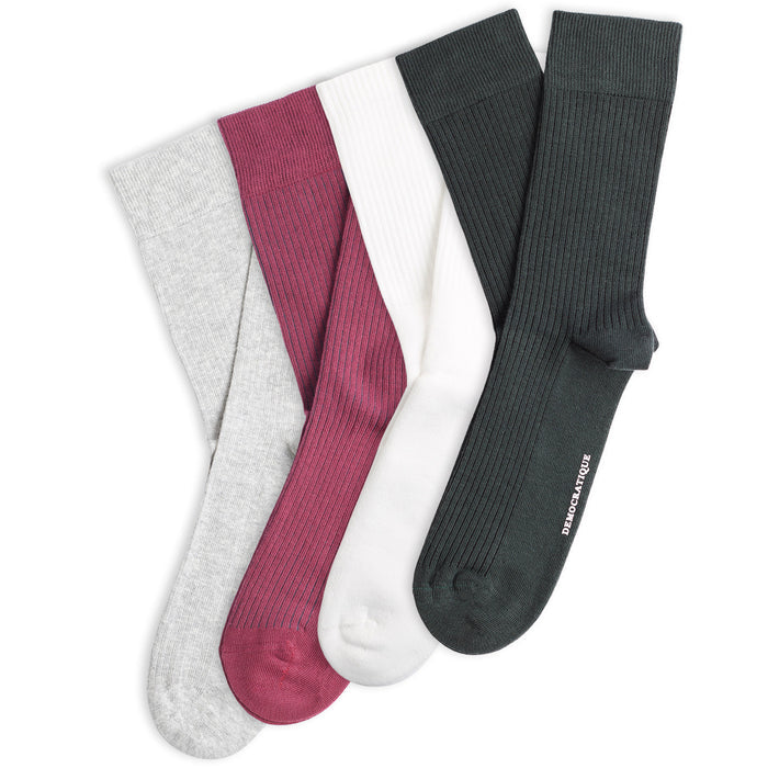 4-pack Originals Fine Rib Socks White / Grey / Green / Bordeaux