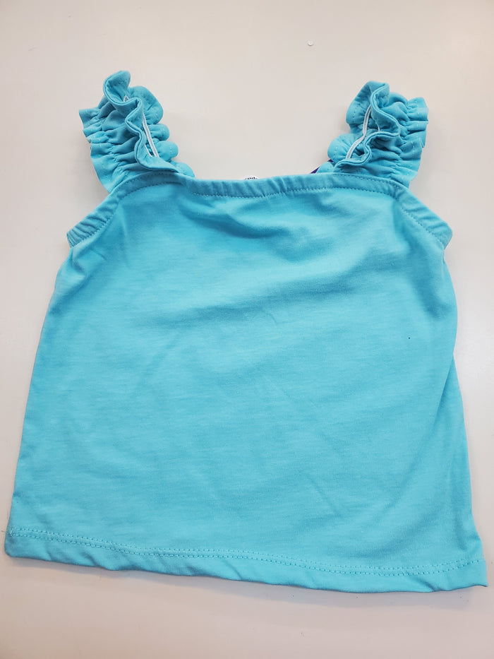 Aqua Cotton Jersey Top w/Ruched Straps