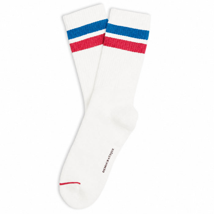 Athletique Classique Football Stripes Clear White / Henri Blue / Mailbox Red
