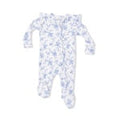 Baby Blue Floral Vines 2-way Ruffle Sleeve Zipper Footie