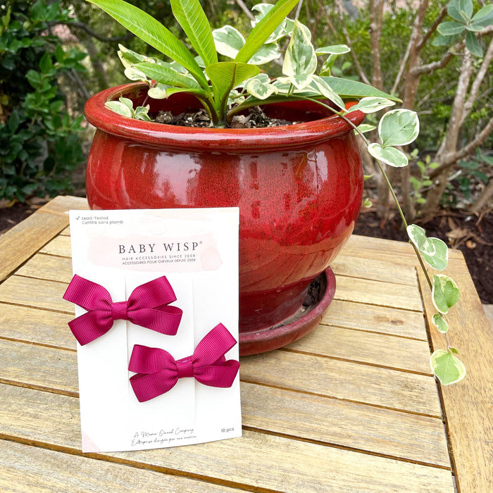 Baby Wisp - Sandra Ribbon Bows Pigtail Alligator Pinch Clips: Red