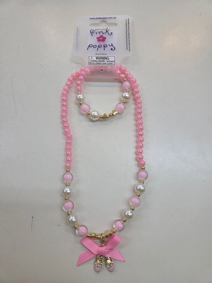 Ballerina Bow Necklace and Bracelet Set