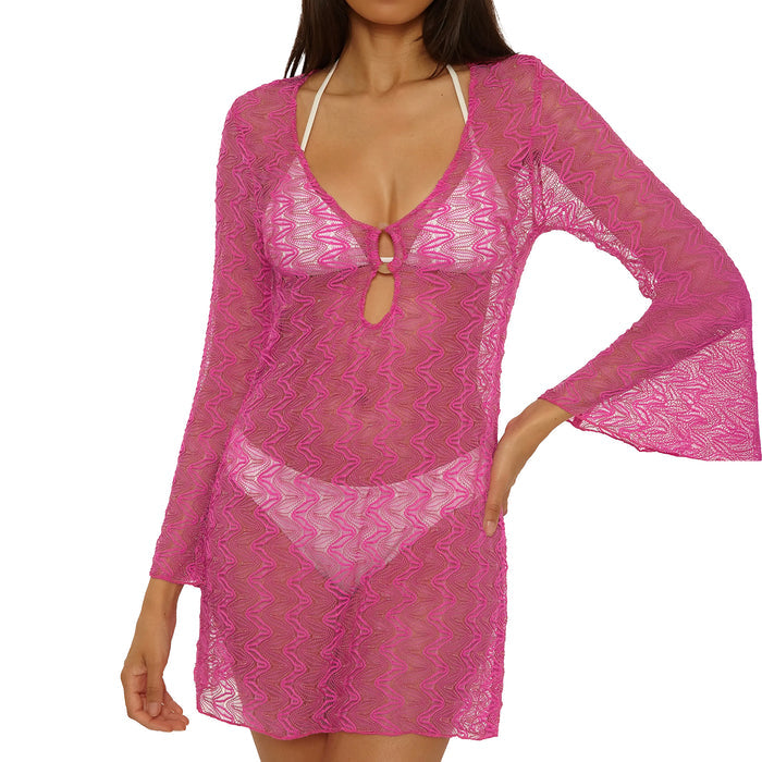 Becca Golden Riviera Long Sleeve Tunic Cover Up 5760671 Roseberry Front