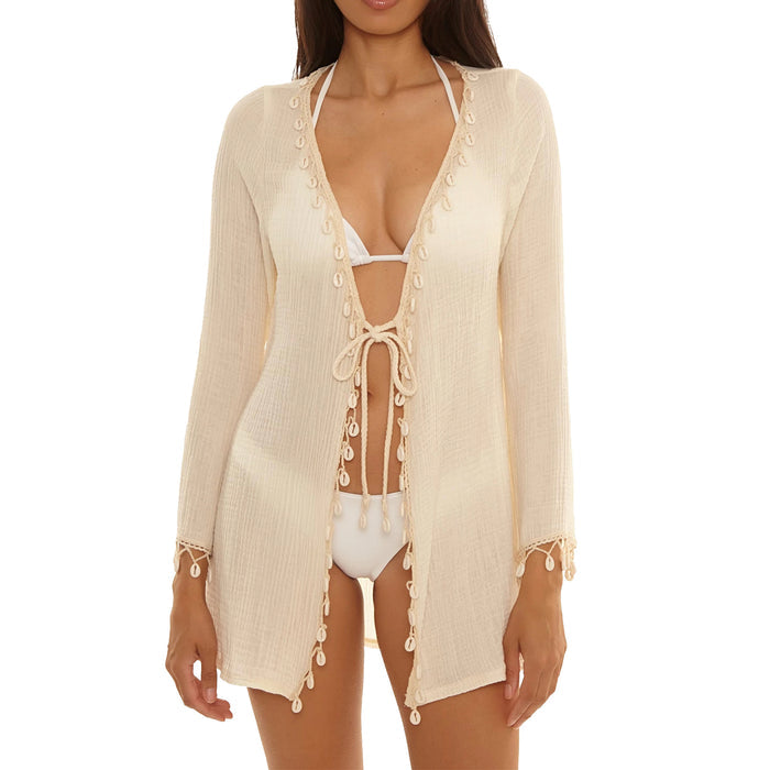 Becca In the Net Shell Trim Tunic Cover Up 5139671 Natural Set