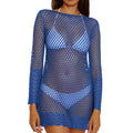 Becca Treasure Island Crochet Long Sleeve Tunic Cover Up 4160671 Lapis Front