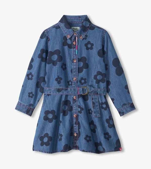 Big Flowers Denim Dress
