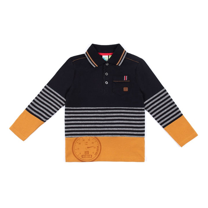 Black/Grey stripe polo