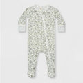 Blue Floral Bamboo Zip Footie