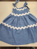 Blue Gauze Tier Dress w/Ric Rac