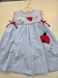 Blue Gingham Ladybug Dress
