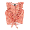 Brown Floral Tie Front Top