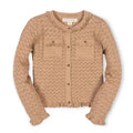 Camel Heather Organic Ruffle Trim Pointelle Cardigan