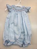 Cherries Smocked Lt. Blue Romper