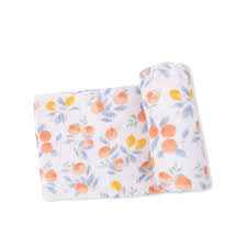 Citrus Floral Muslin Swaddle Blanket
