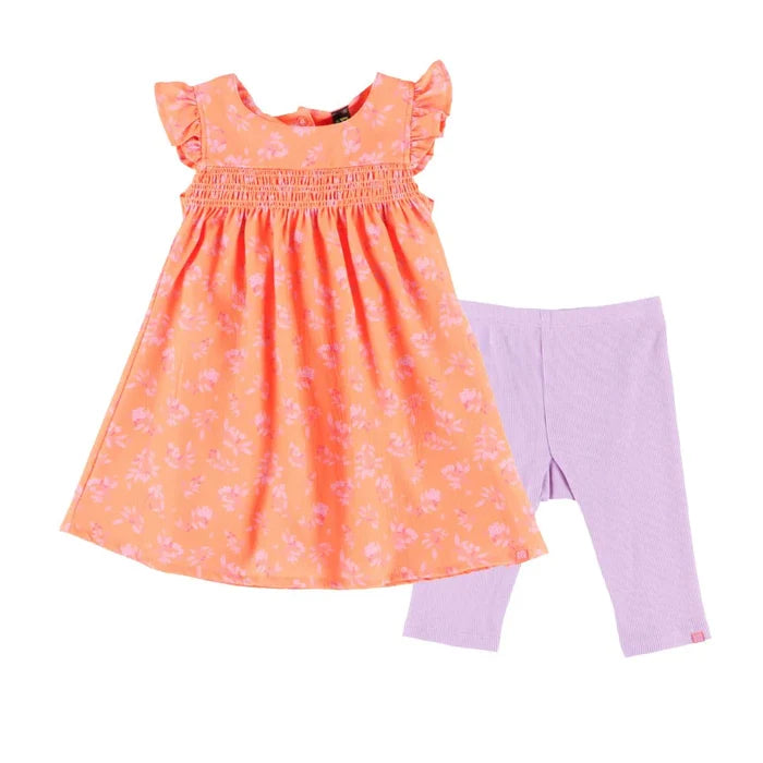 Coral Dress + Capri Legging Set