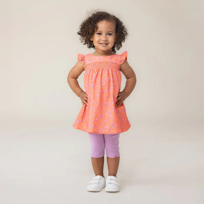 Coral Dress + Capri Legging Set