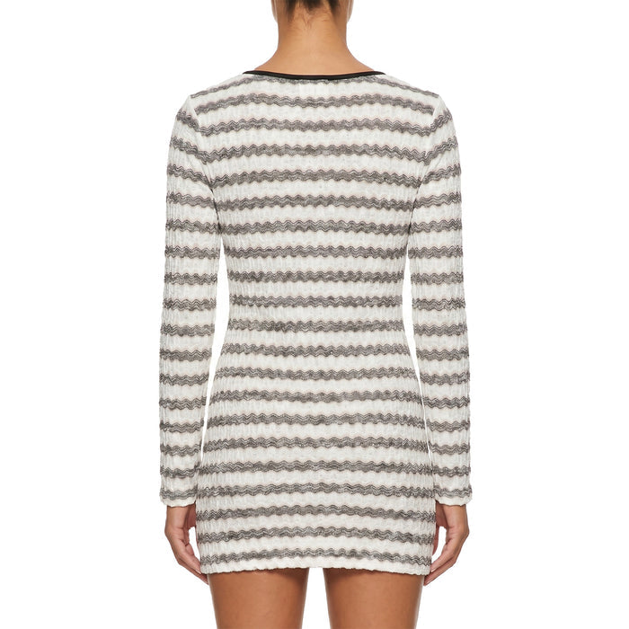 Cover Me Cape Britton Long Sleeve Dress Coverup 26052830 Black/Sand/White Stripe Back