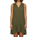 Cover Me Sleeveless Hooded Cover Up with Ruffle Hem 24052582 Khaki Front