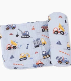 Crayon Construction Muslin Swaddle Blanket