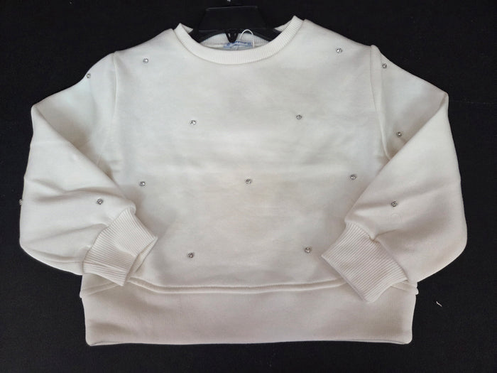Cream Sweatshirt w/Crystals