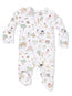 Cute Farm Animals Ruffle 2 way Zipper Footie