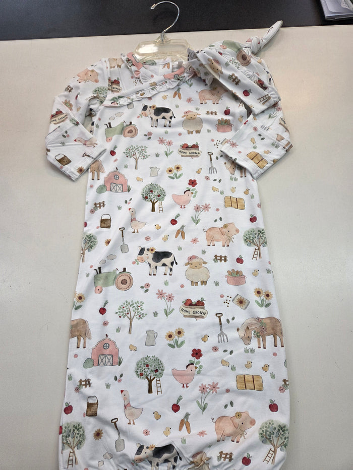 Cute Farm Animals Ruffle Kimono Gown + Hat