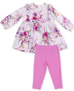Dahlia Floral ruffle + Leggings