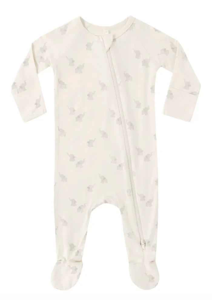 Elephants Bamboo Zip Footie