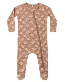 Fall Floral Bamboo Zip Footie