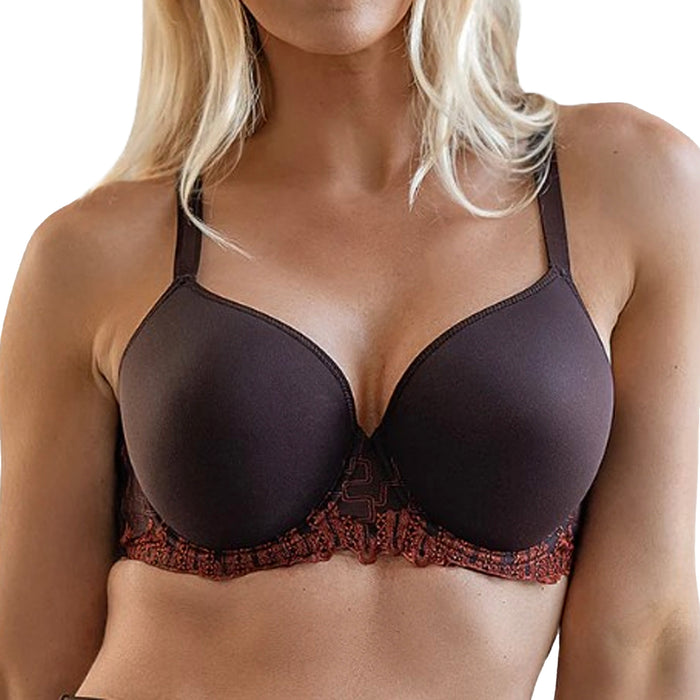 Fit Fully Yours Elise Moulded Underwire Bra B1812 Chocolate Front