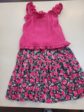 Fuchsia Textured Top + Pink & Black Tier Skirt