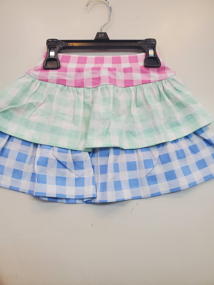 Gingham Tier Ruffle Skort
