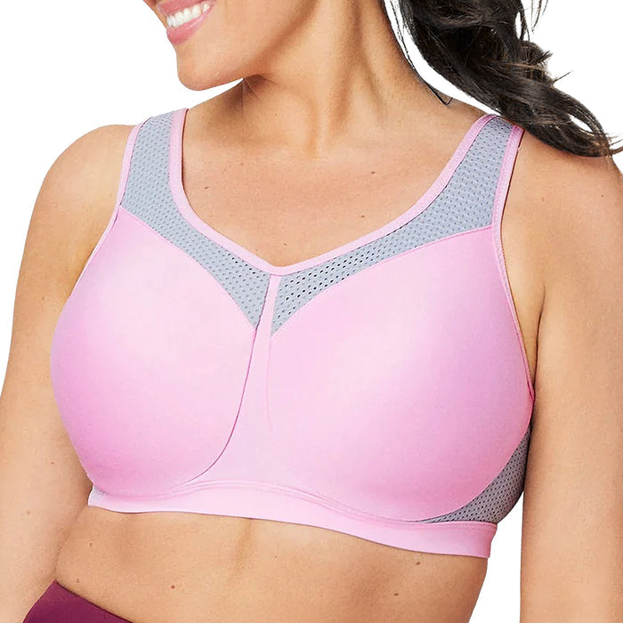Glamorise High Impact Underwire Sports Bra 9066 Pink Grey Front