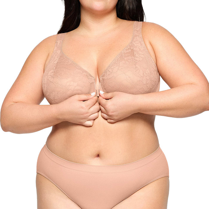 Glamorise Lacey T-Back WonderWire Bra 9246 Cappuccino Set
