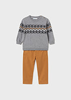 Grey Sweater + Mustard Pants