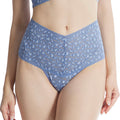 Hanky Panky Cross Dyed Leopard High-Waist Retro Thong 7J1921 Stonewash Blue Serenity Blue Front