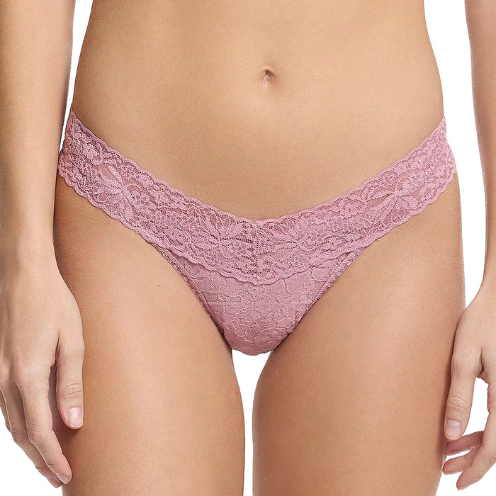 Hanky Panky Flora Lace Low Rise Thong 5B1002 Mauve Orchid Pink Front