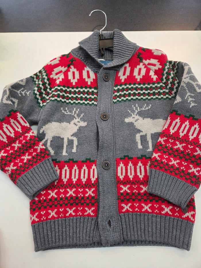 Holiday Elk Shawl Collar Cardigan-Size 5