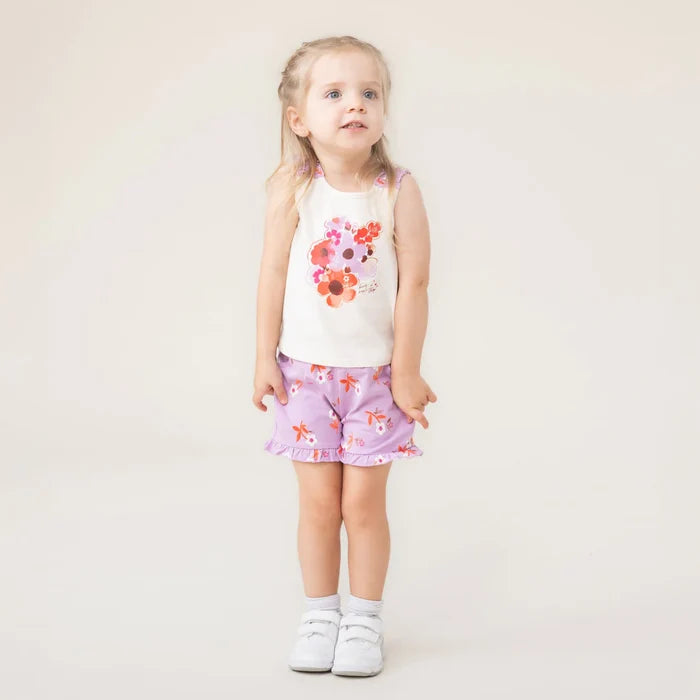 Ivory Floral Tank + Floral Shorts