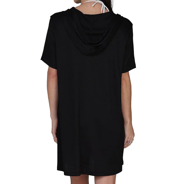 J. Valdi Bondi Short Sleeve Full Zip Hoodie Cover Up J29206 Black Back