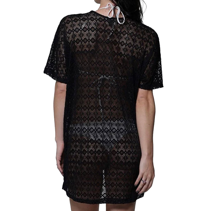 J Valdi Diamante Open Front Kimono Coverup J15466 Black Back