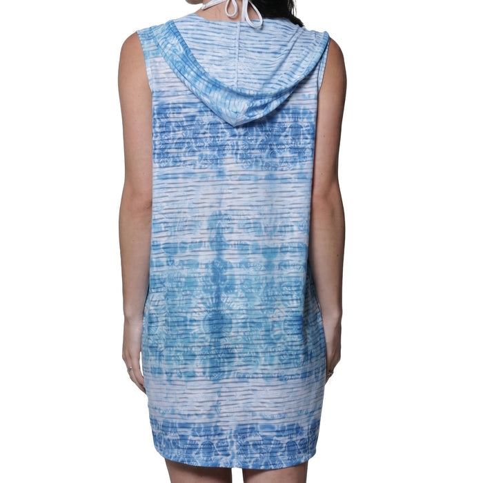 J. Valdi La Onda Sleeveless Full Zip Hoodie Cover Up J14476 Blue Multi Back