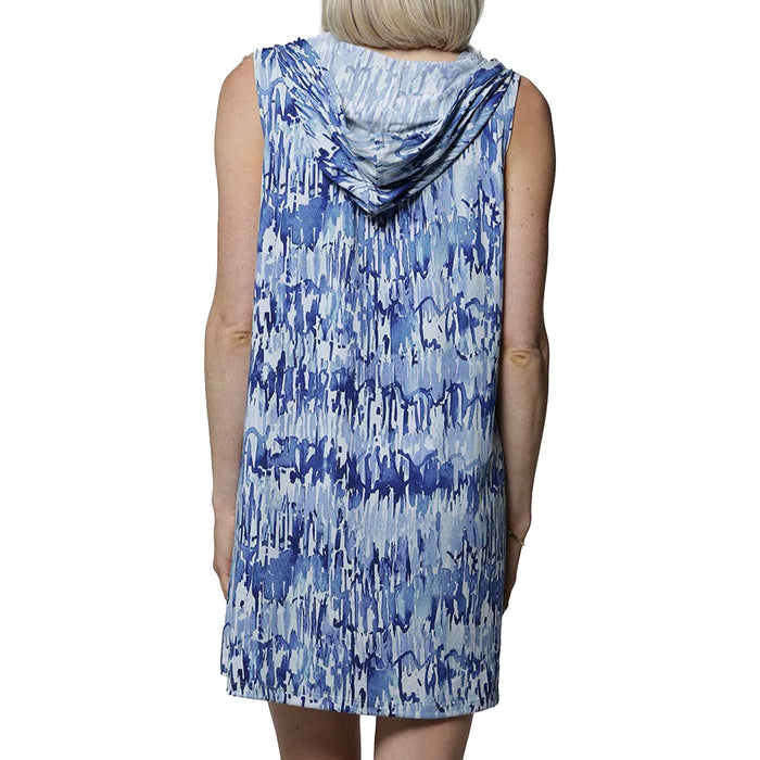 J. Valdi Verano Sleeveless Full Zip Hoodie Cover Up J17476 Blue Multi Back