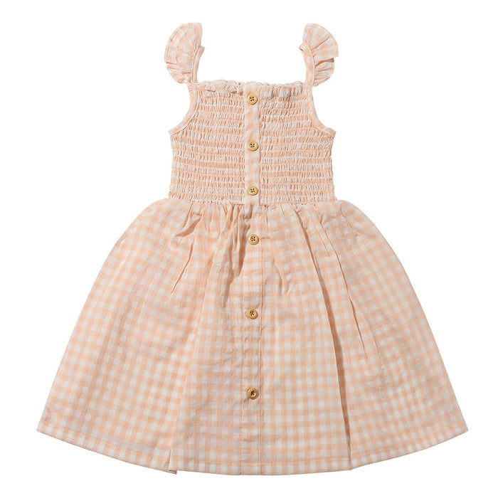 Jill-Peach Plaid Dress
