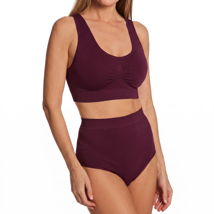 Le Mystere Seamless Comfort Wireless Back Smoother Bra 5317 Currant Set