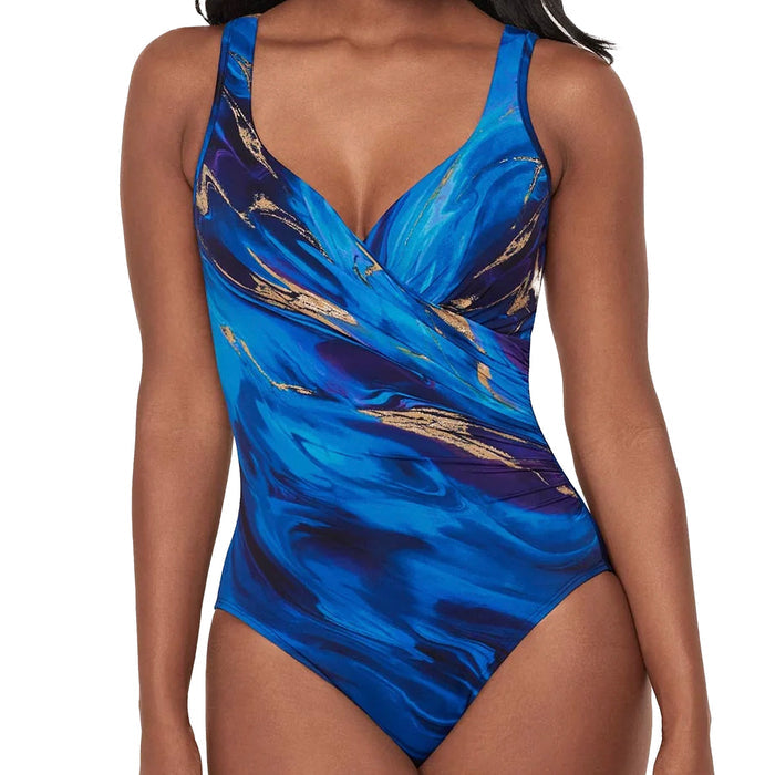 Miraclesuit It's A Wrap in Stellar Nova One-Piece Swimsuit 6566880 Blue Multi Front