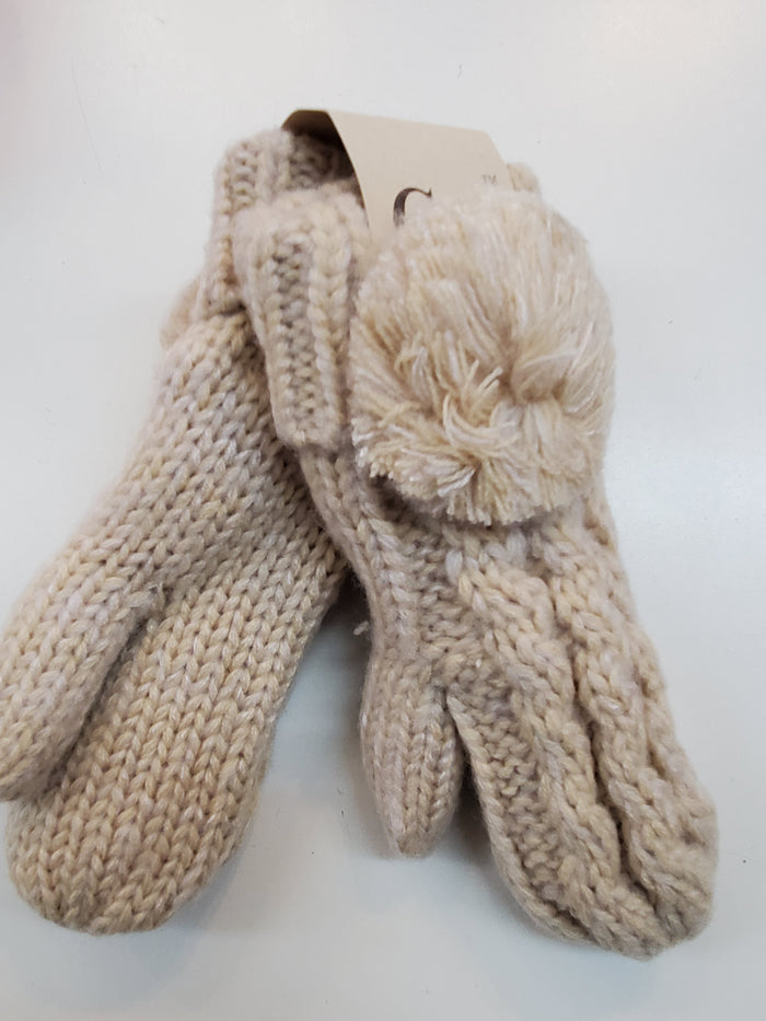 Multi-tone Double Pom Fuzzy Lined Mittens