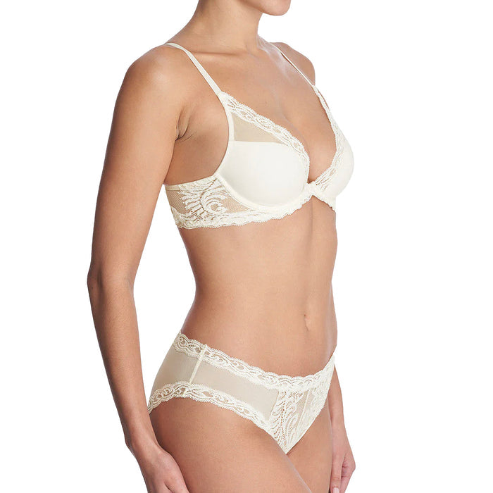 Natori Feathers Contour Plunge Bra 730023 Ivory Set