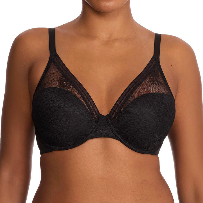 Natori Love Lace Full Coverage Plunge T-Shirt Bra 731351 Black Front