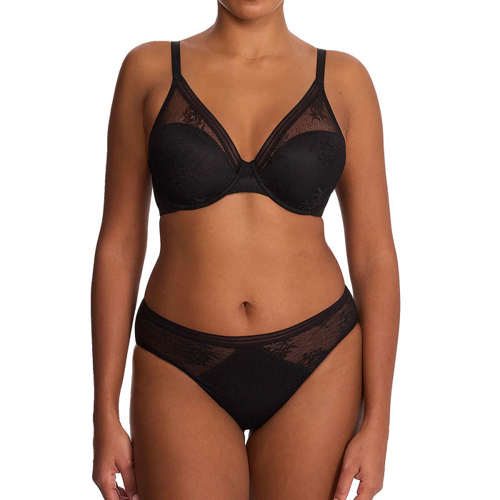 Natori Love Lace Full Coverage Plunge T-Shirt Bra 731351 Black Set